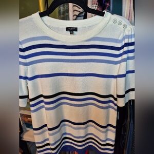 Talbots Blue and White Striped Knit Top